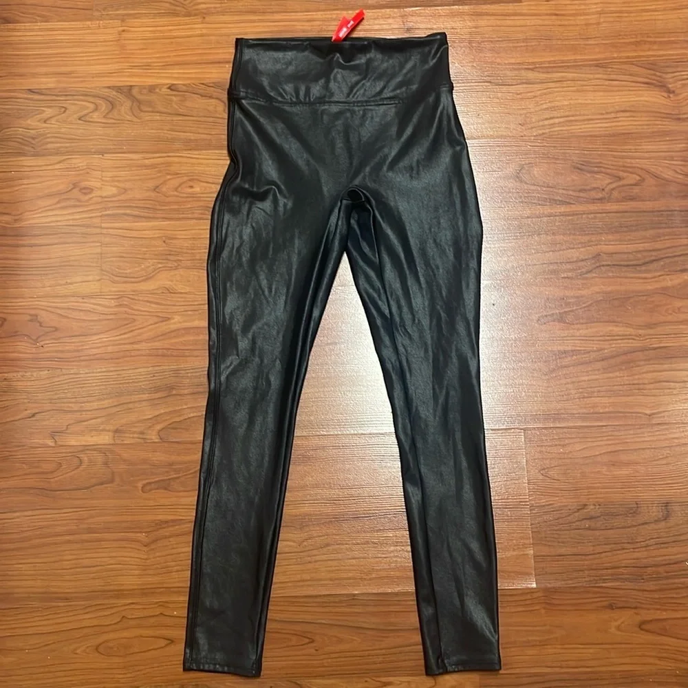 SPANX Faux Leather High Rise Black Leggings Women’s large - Picture 3 of 7